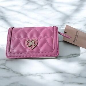 Juicy Couture Fuchsia Quilted Wallet with Heart Accent